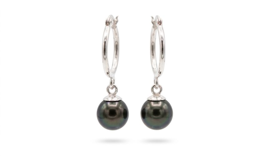 Aros de perlas negras de Tahití - categoría