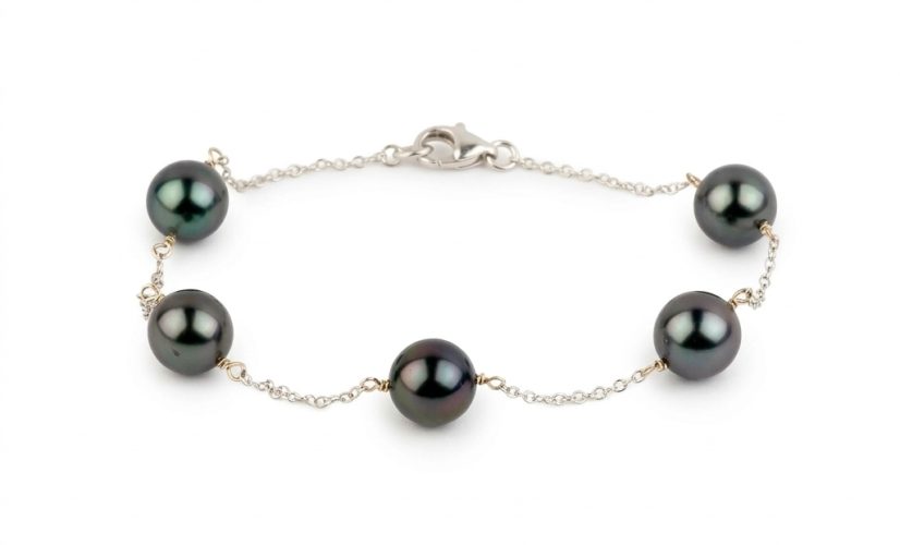 Brazaletes de perlas negras de Tahití - categoría